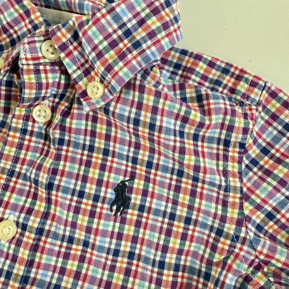 Ralph Lauren Baby Boys Plaid Long Sleeve Button Down Shirt Size 9 Months